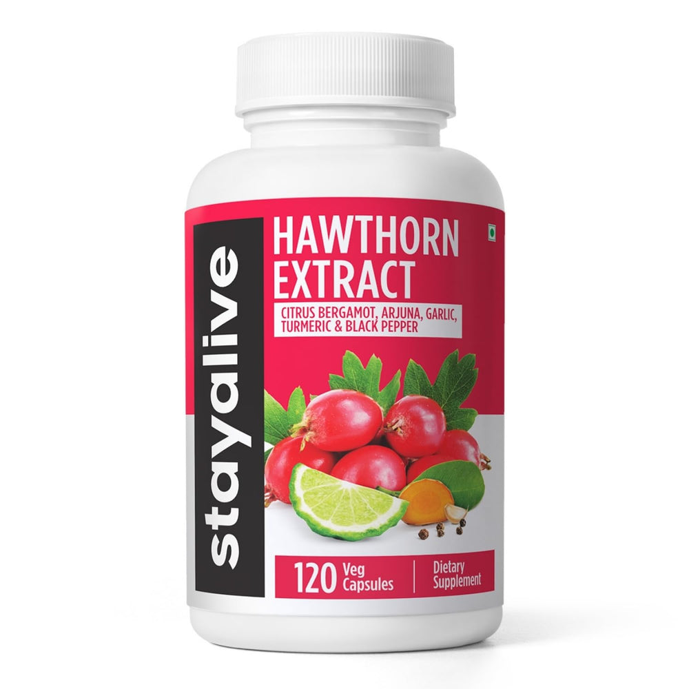 StayAlive Hawthorn Berry capsules – 120 vegan pills, 2-month supply.