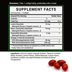Graphic showing lutein, zeaxanthin, and meso-zeaxanthin ingredients