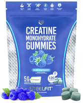 SteelFit Creapure Creatine Monohydrate Gummies blue raspberry bottle label