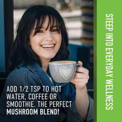 Serving idea: mushroom powder added to coffee or tea