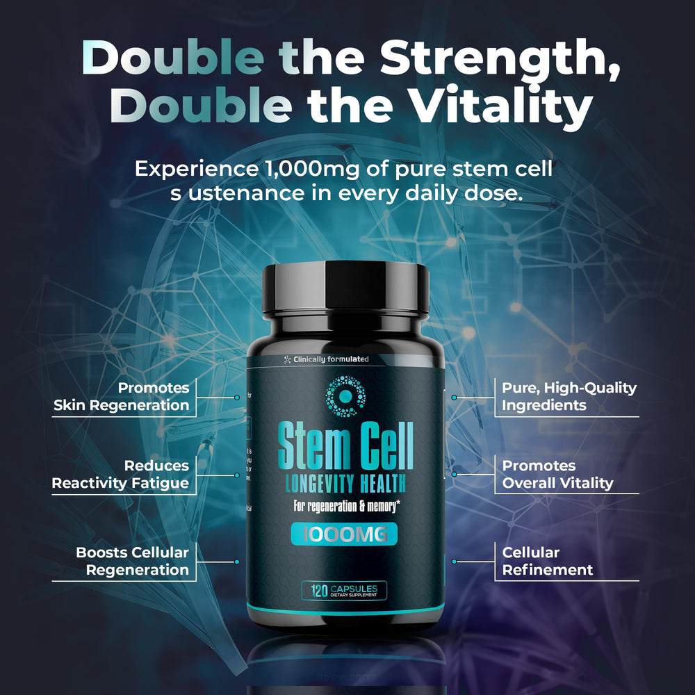 Stem Cell supplement 1000mg with Spirulina and Chlorella label