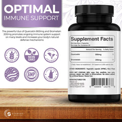 Quercetin with Bromelain capsules shown in bottle