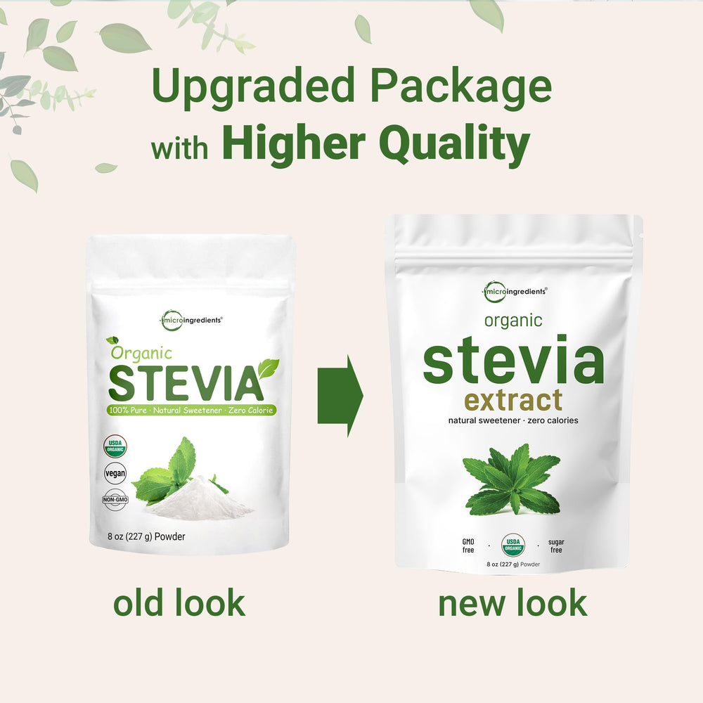 Packaging for Pure Organic Stevia Powder 8 oz