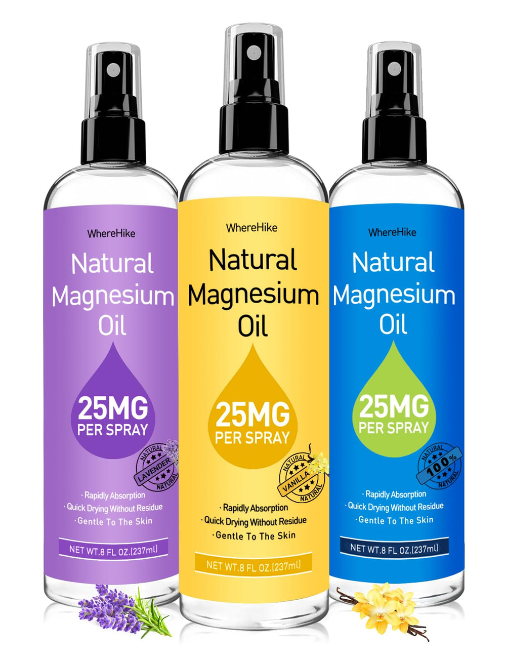 Stilip Magnesium Spray bottle front label - Vanilla scent