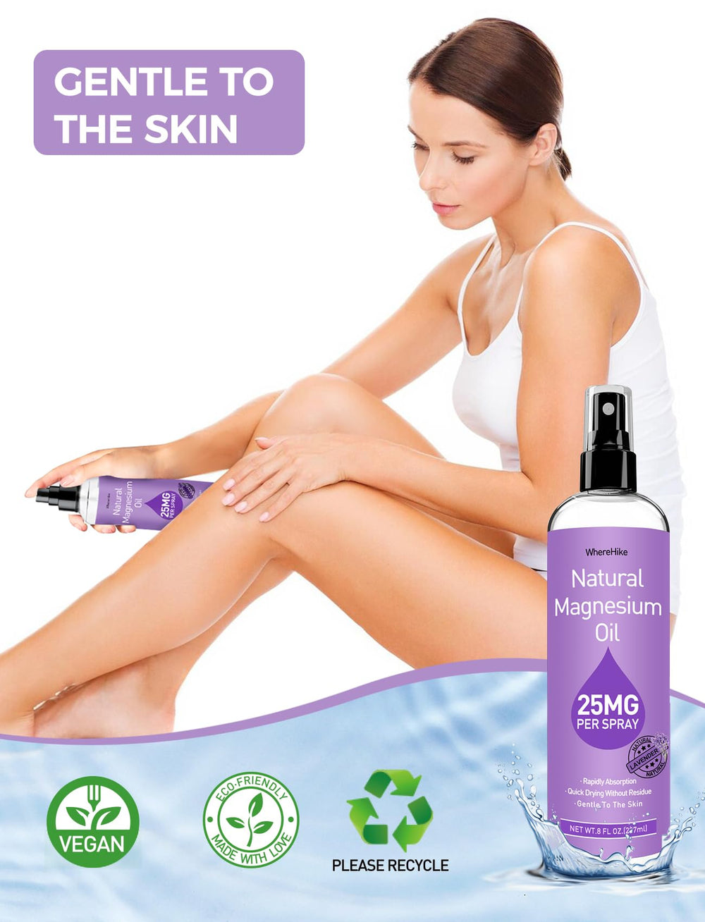 Applying Stilip Magnesium Spray to foot