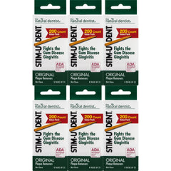 Stim-U-Dent Original Mint Plaque Removers 200-count box in a six-pack