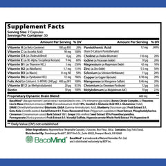 Nutrition label showing 30 servings per bottle