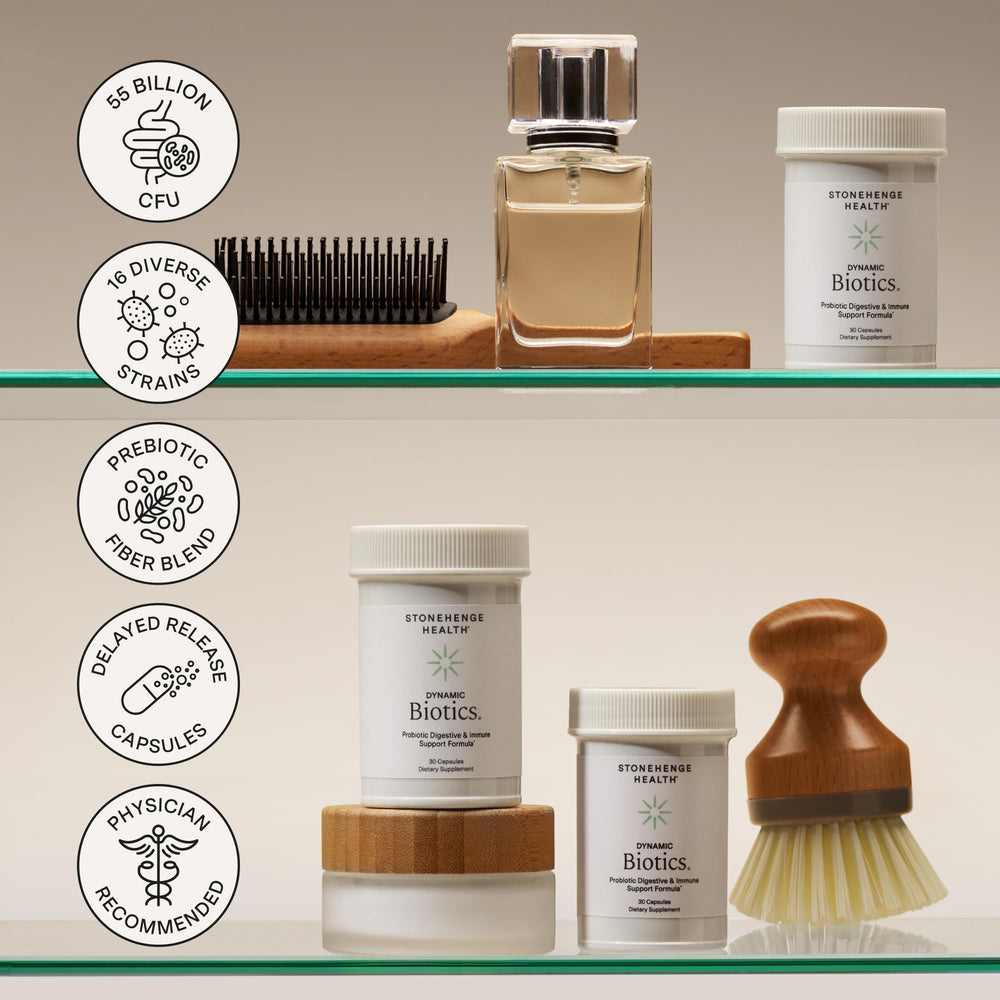 Amber glass bottle protects probiotics from moisture and light