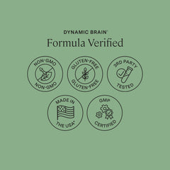 Ingredient-icons closeup visual communicates BacopMind, Phosphatidylserine, DHA and Choline synergy.