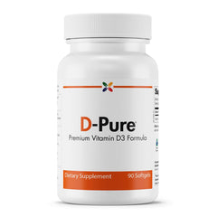 Bottle of Stop Aging Now D-Pure Vitamin D3 with safflower oil and 90 softgels