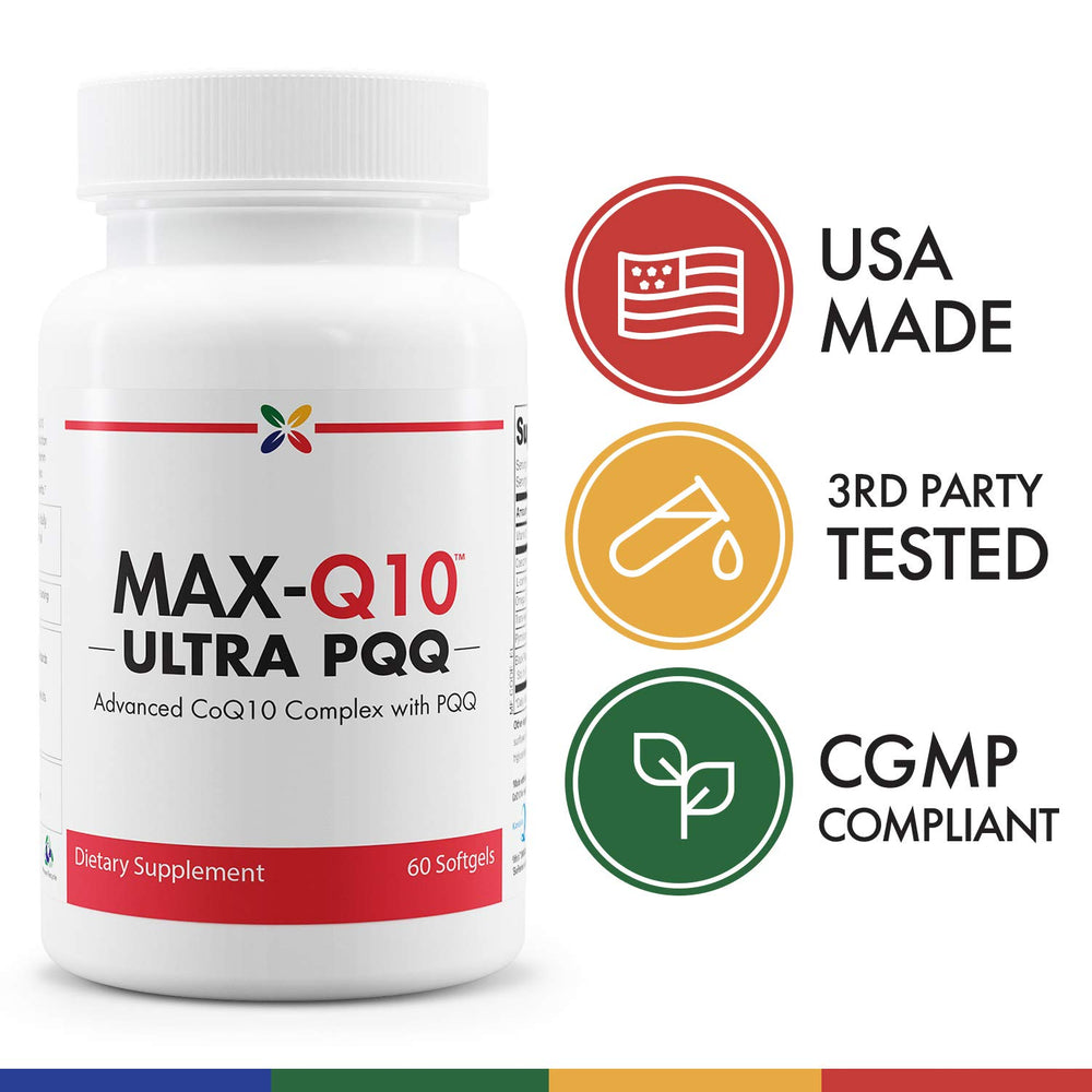 Supplement facts panel for MAX-Q10 Ultra CoQ10 with BioPQQ