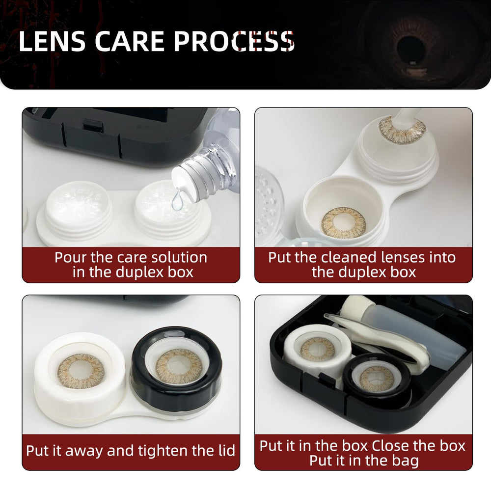 Open storage case with lenses inside