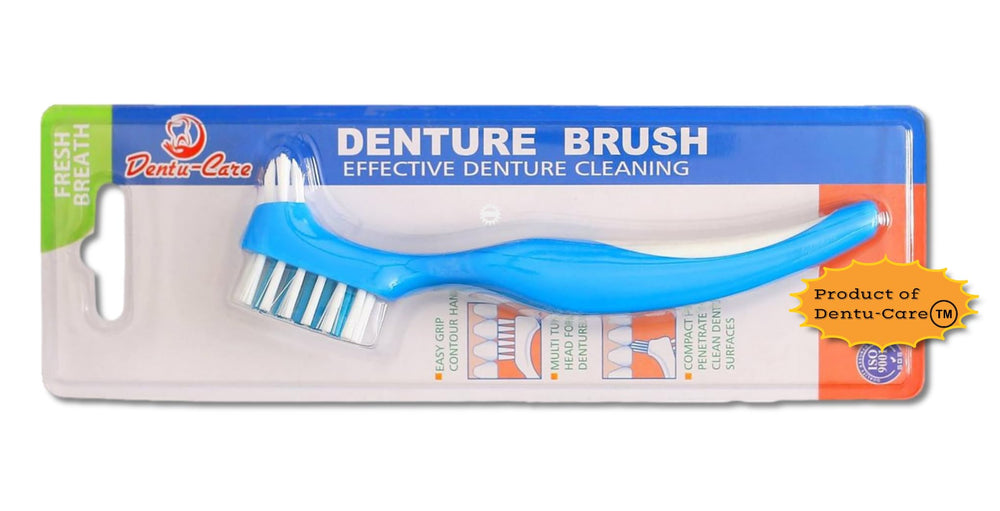 Denture storage box with cleanser and brush