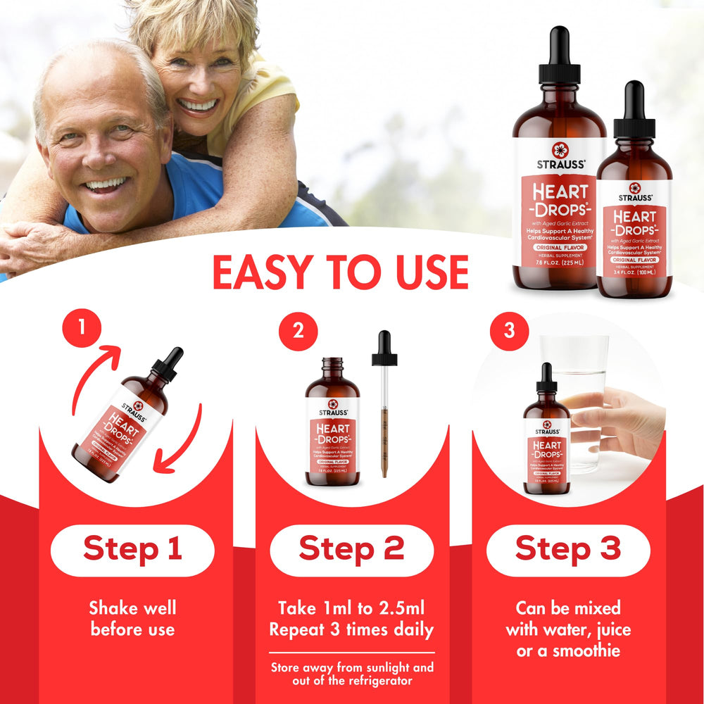 Third-party lab testing seal on Strauss Heart Drops packaging