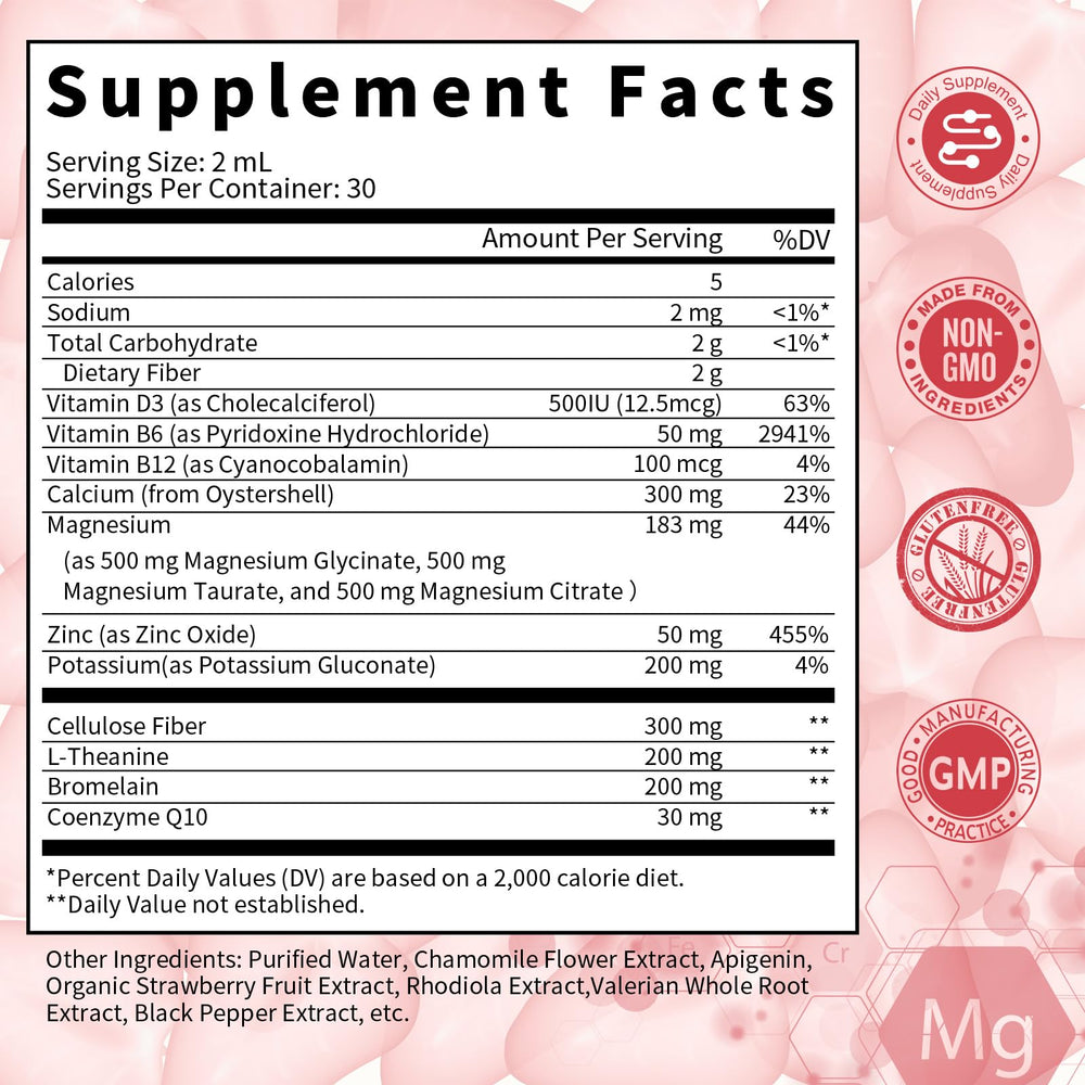 Strawberry flavor Triple Magnesium Complex 2 oz bottle