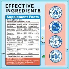 Strawberry flavored kids magnesium liquid drops packaging