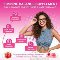 Strawberry flavor probiotic gummies for vaginal health