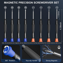 Mini screwdriver and curved tweezer included in the kit