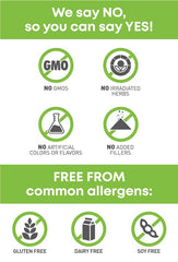 Gluten-free, dairy-free, and soy-free Non-GMO label