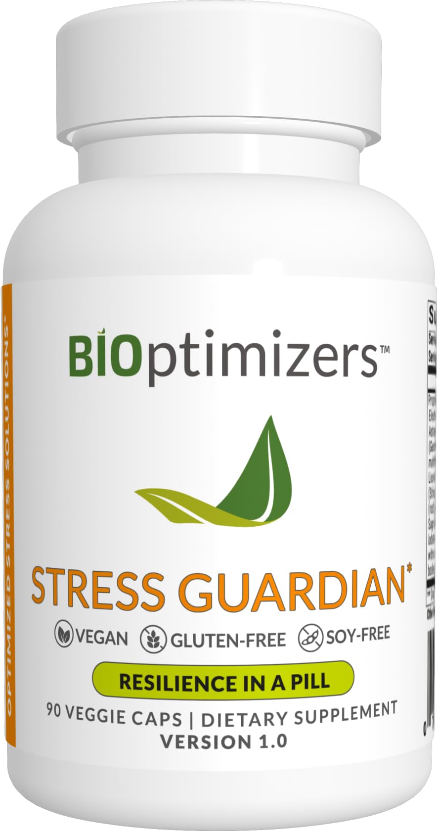 BiOptimizers Stress Guardian bottle with 90 capsules on a white background