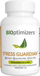 BiOptimizers Stress Guardian bottle with 90 capsules on a white background