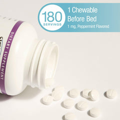 Chewable tablet ready for bedtime use with peppermint flavor