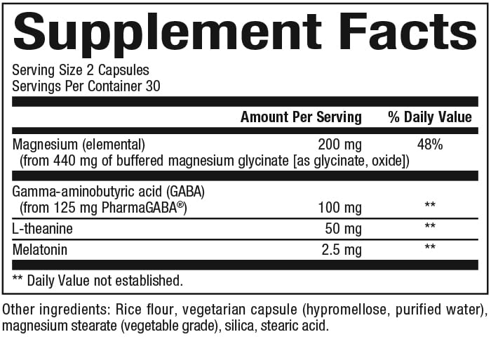 Close-up of Stress-Relax Nighttime Magnesium Glycinate bottle - 60 capsules (image 2)