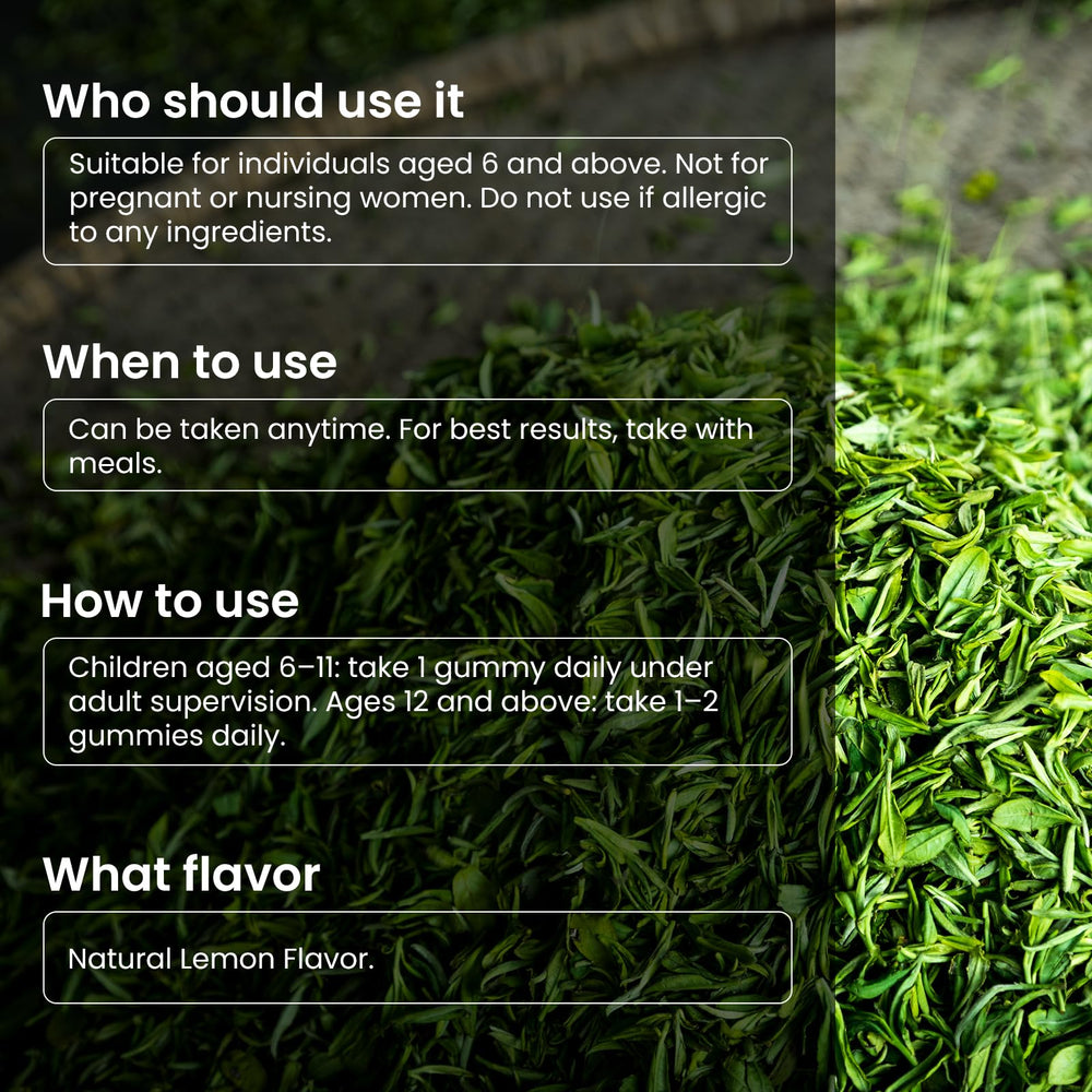 Close-up of product label highlighting L-Theanine 400mg per serving