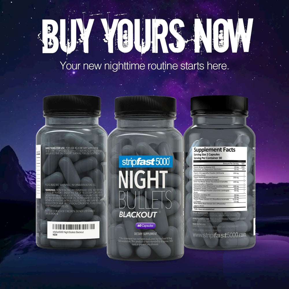 Night Bullet Capsules packaging emphasizing vegan and GMP compliance