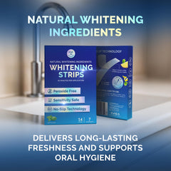Hands applying and removing whitening strips