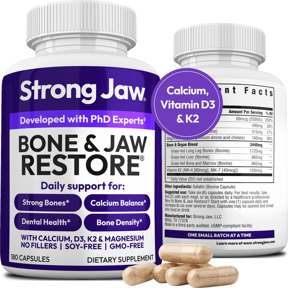 Strong Jaw Bone & Jaw Restore bottle with label