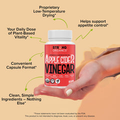 Kosher certified label on Strong Organics Apple Cider Vinegar Capsules