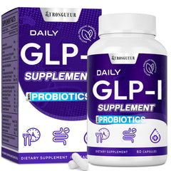 Strongueur GLP-l bottle on a shelf for everyday digestive support and routines