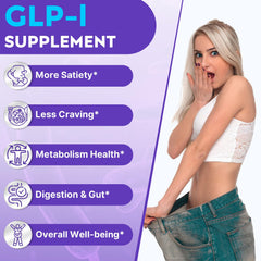 Strongueur GLP-l label close-up highlights natural ingredients and probiotic blend