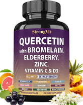 StrongVit Quercetin with Bromelain and Elderberry with Vitamin C, D3 and Zinc – 15-in-1 formula