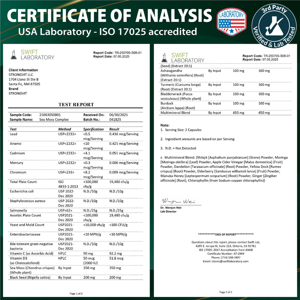Irish Sea Moss powder and raw sea moss components