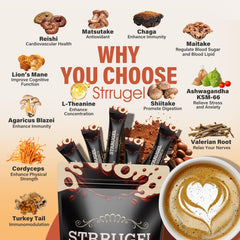 Close-up highlighting 80% lower caffeine in Strrugel coffee