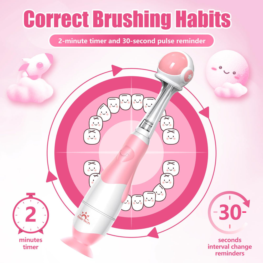 Suction base on toddler toothbrush for stable use