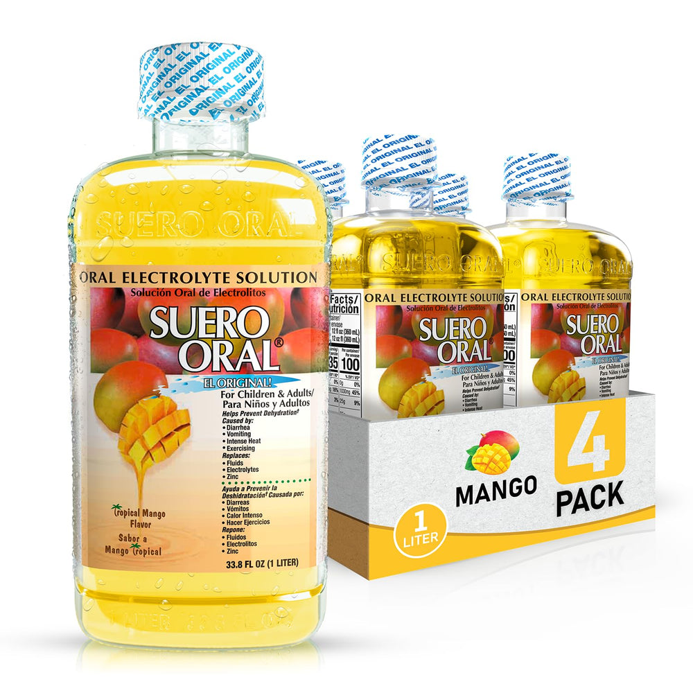 Suero Oral Electrolyte Mango bottle ready for daily hydration after workouts