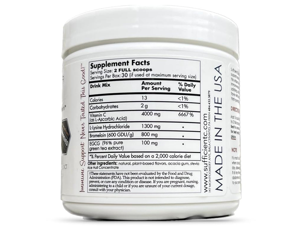 250 g bag of Sufficient-C with measuring scoop included