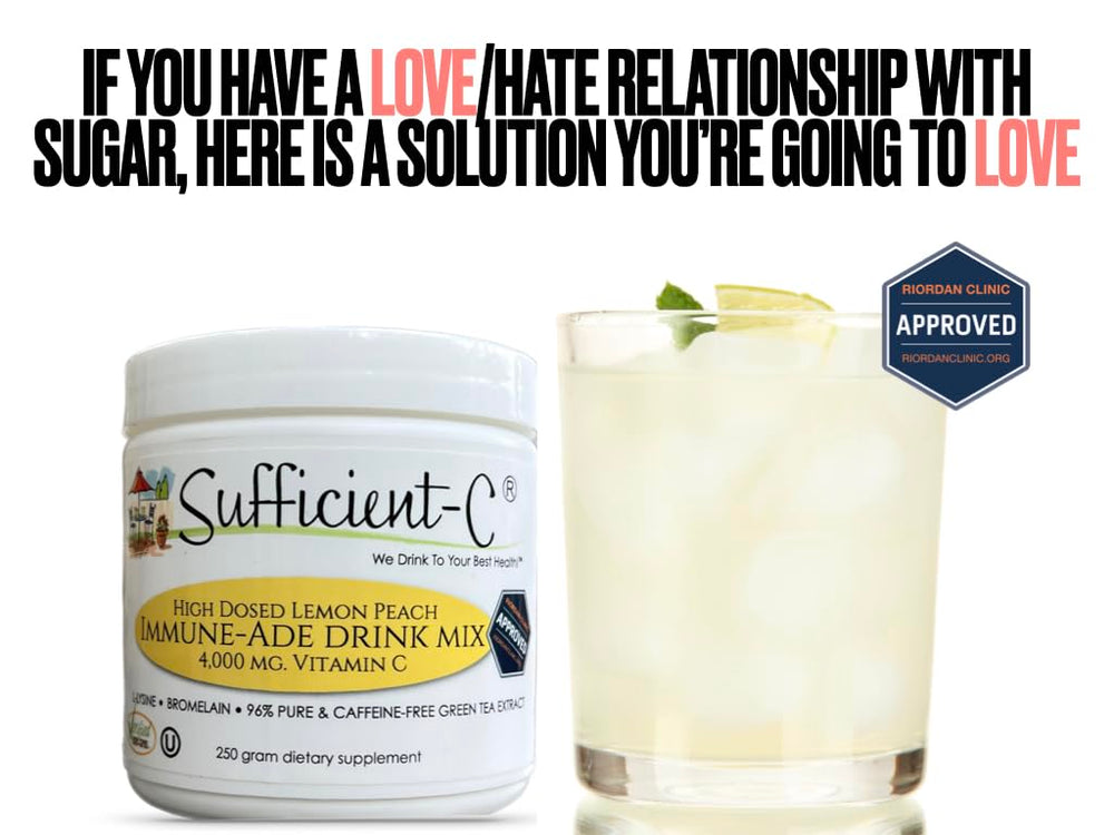 Prepared Lemon Peach Immune-Ade drink being poured into a glass