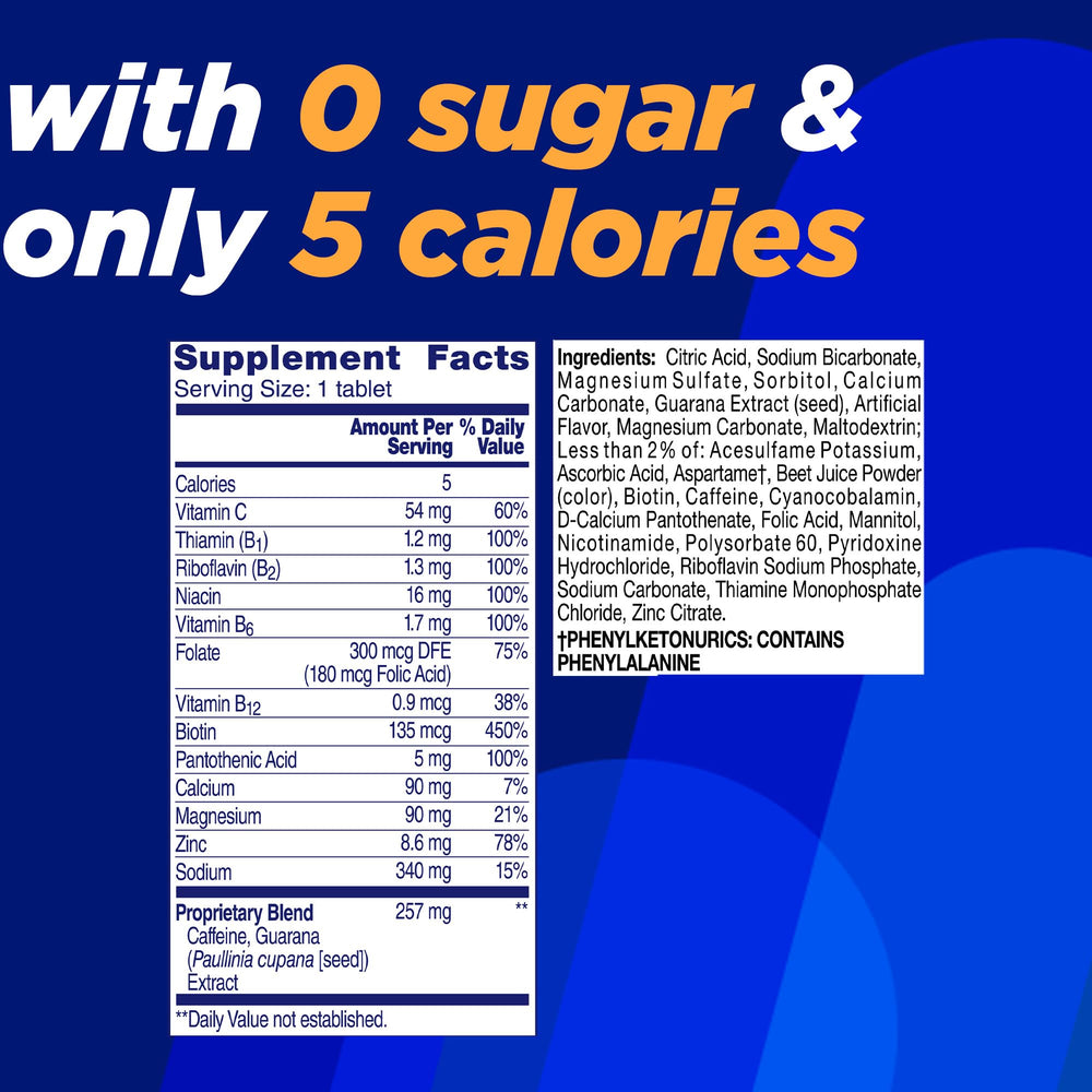 Icon indicating sugar-free and 5 calories per tablet