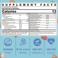 Close-up of Strawberry flavor Calm Gummies with liquid-filled center