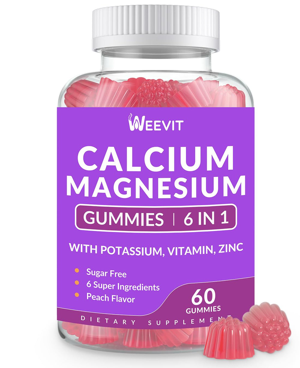 Front view of Sugar Free Calcium Gummies bottle showing 600 mg calcium per serving