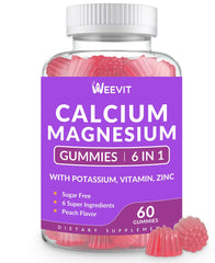 Front view of Sugar Free Calcium Gummies bottle showing 600 mg calcium per serving