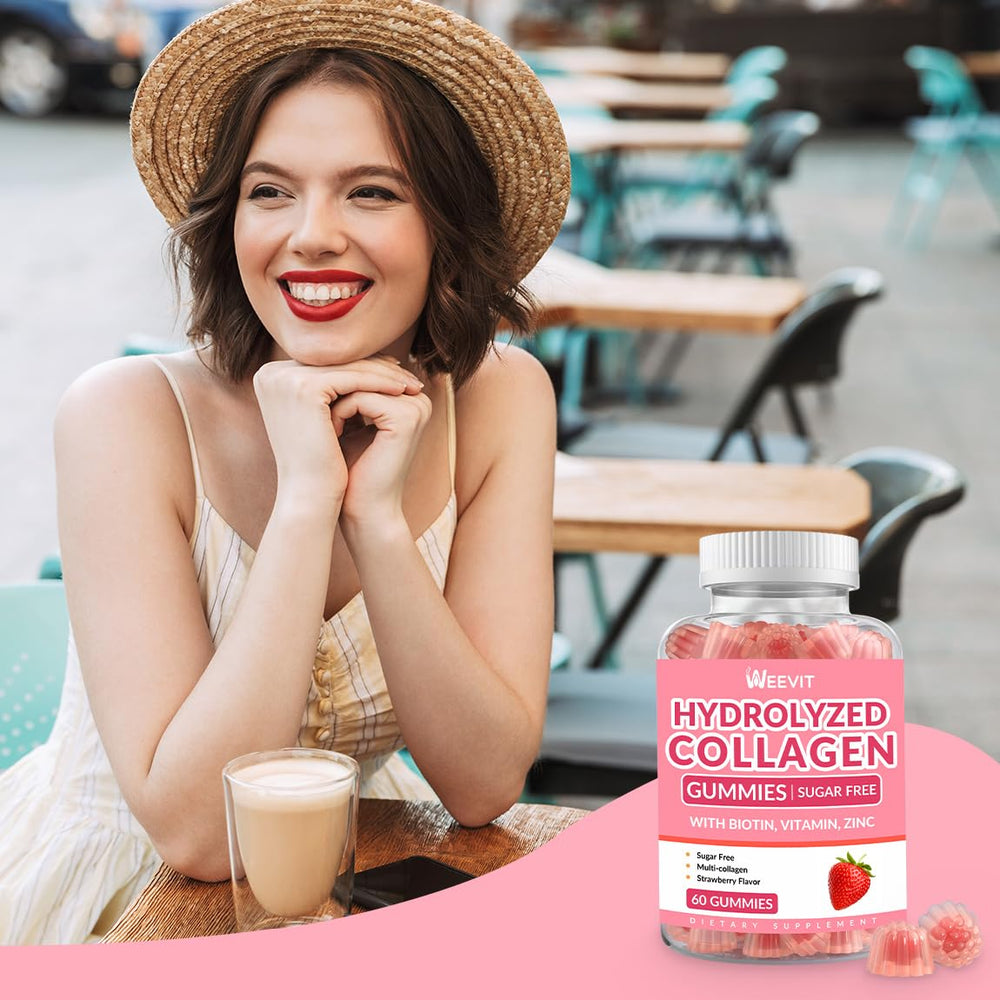 Collagen gummies packaging showcasing zero sugar