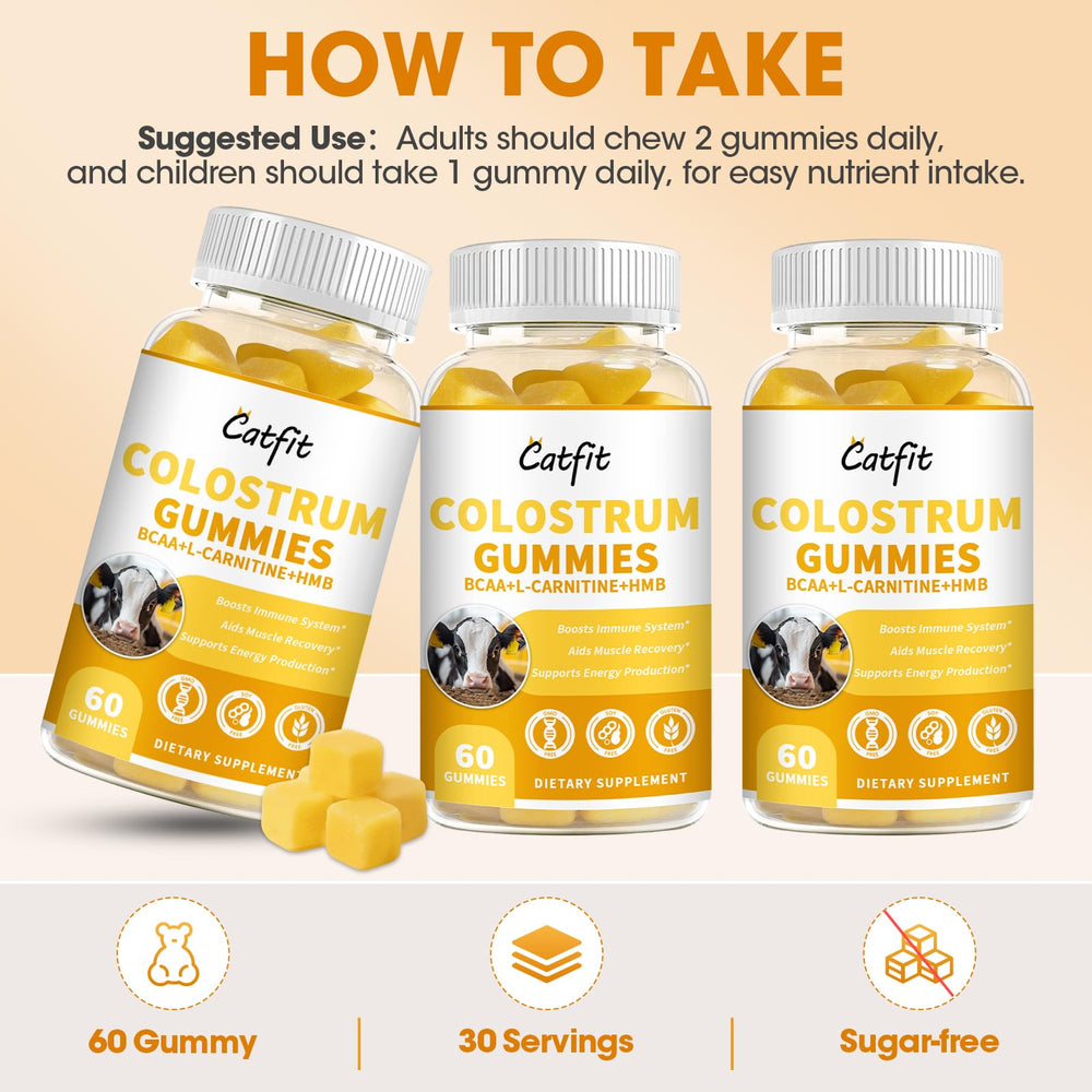Catfit brand sugar-free colostrum gummies packaging