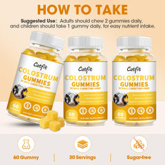Catfit brand sugar-free colostrum gummies packaging