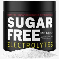 Sugar Free Electrolytes rapid hydration powder bottle shows a quick hydration boost for workouts