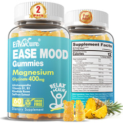 Bottle of sugar-free magnesium glycinate gummies with ashwagandha and 120-count